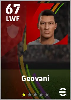 Geovani eFootball 2026 player card — 67 OVR LWF