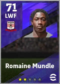 Romaine Mundle eFootball 2026 player card — 71 OVR LWF