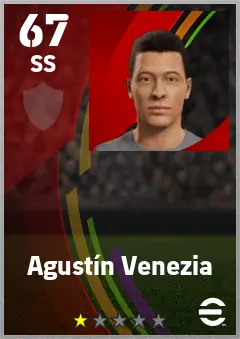 Agustin Venezia eFootball 2026 player card — 67 OVR SS