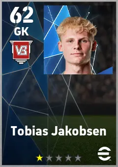 Tobias Jakobsen eFootball 2026 player card — 62 OVR GK
