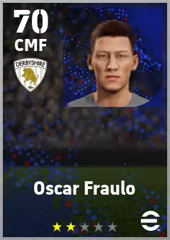 Oscar Fraulo eFootball 2026 player card — 70 OVR CMF