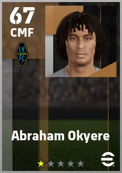 Abraham Okyere eFootball 2026 player card — 67 OVR CMF