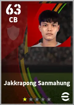 Jakkrapong Sanmahung eFootball 2026 player card — 63 OVR CB