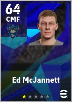 Ed McJannett eFootball 2026 player card, 64 OVR CMF