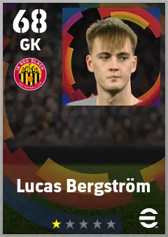 Lucas Bergstrom eFootball 2026 player card — 68 OVR GK