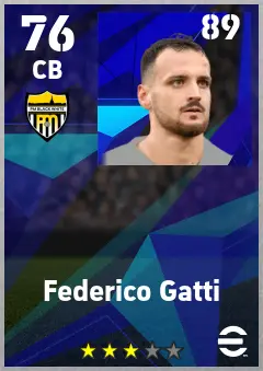 Federico Gatti eFootball 2026 player card — 76 OVR CB