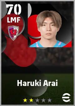 Haruki Arai eFootball 2026 player card — 70 OVR LMF