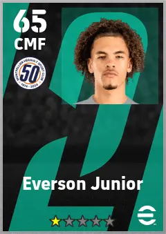 Everson Junior eFootball 2026 player card — 65 OVR CMF