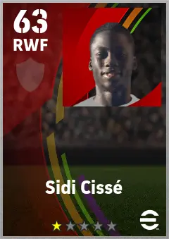 Sidi Cisse eFootball 2026 player card — 63 OVR RWF
