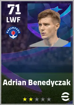 Adrian Benedyczak eFootball 2026 player card — 71 OVR LWF