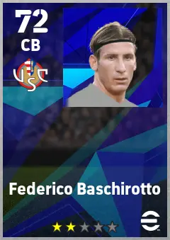 Federico Baschirotto eFootball 2026 player card — 72 OVR CB