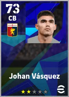 Johan Vasquez eFootball 2026 player card — 73 OVR CB