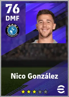 Nico Gonzalez eFootball 2026 player card — 76 OVR DMF