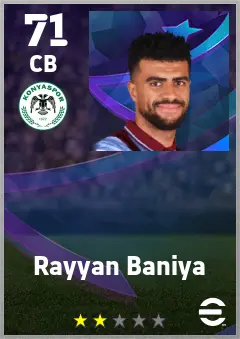 Rayyan Baniya eFootball 2026 player card — 71 OVR CB