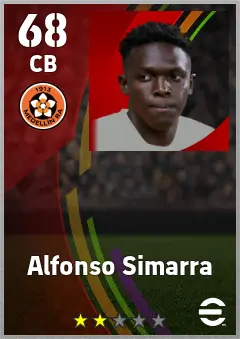 Alfonso Simarra eFootball 2026 player card, 68 OVR CB