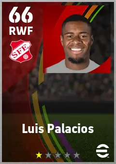 Luis Palacios eFootball 2026 player card — 66 OVR RWF