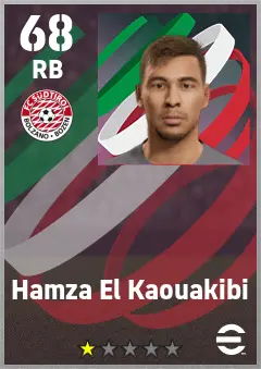 Hamza El Kaouakibi eFootball 2026 player card — 68 OVR RB