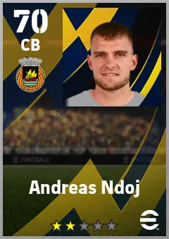 Andreas Ndoj eFootball 2026 player card — 70 OVR CB