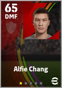 Alfie Chang eFootball 2026 player card — 65 OVR DMF