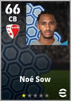 Noe Sow eFootball 2026 player card — 66 OVR CB