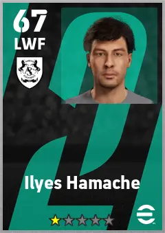 Ilyes Hamache eFootball 2026 player card — 67 OVR LWF