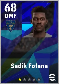 Sadik Fofana eFootball 2026 player card — 68 OVR DMF