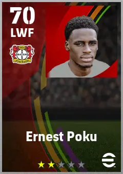 Ernest Poku eFootball 2026 player card — 70 OVR LWF