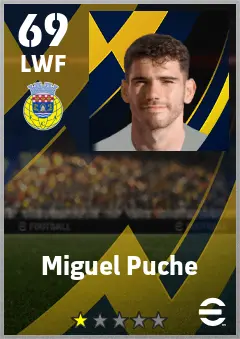 Miguel Puche eFootball 2026 player card — 69 OVR LWF