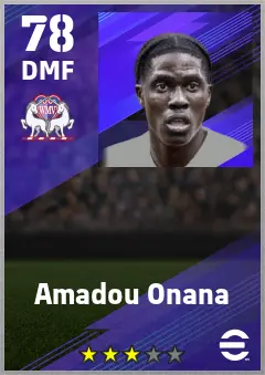 Amadou Onana eFootball 2026 player card — 78 OVR DMF