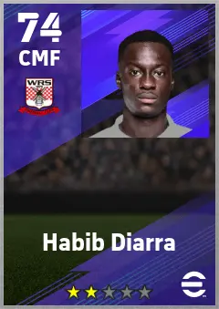 Habib Diarra eFootball 2026 player card — 74 OVR CMF