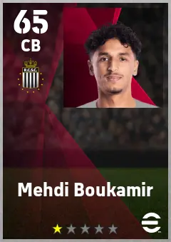 Mehdi Boukamir eFootball 2026 player card — 65 OVR CB