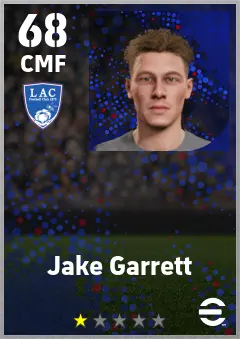 Jake Garrett eFootball 2026 player card — 68 OVR CMF