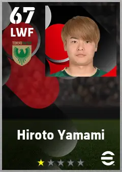 Hiroto Yamami eFootball 2026 player card — 67 OVR LWF