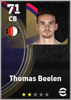Thomas Beelen eFootball 2026 player card — 71 OVR CB