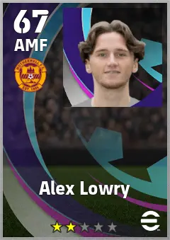 Alex Lowry eFootball 2026 player card, 67 OVR AMF