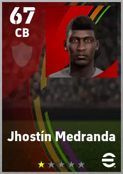 Jhostin Medranda eFootball 2026 player card — 67 OVR CB