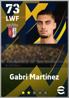 Gabri Martinez eFootball 2026 player card — 73 OVR LWF