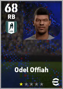 Odel Offiah eFootball 2026 player card — 68 OVR RB