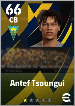 Antef Tsoungui eFootball 2026 player card — 66 OVR CB