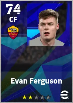 Evan Ferguson eFootball 2026 player card — 74 OVR CF