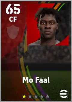 Mo Faal eFootball 2026 player card — 65 OVR CF