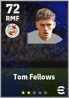 Tom Fellows eFootball 2026 player card — 72 OVR RMF