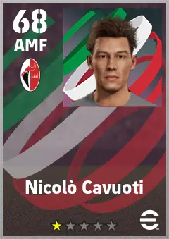 Nicolo Cavuoti eFootball 2026 player card — 68 OVR AMF