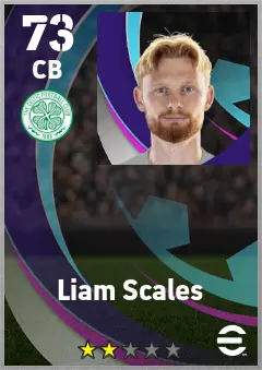 Liam Scales eFootball 2026 player card — 73 OVR CB