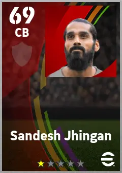 Sandesh Jhingan eFootball 2026 player card — 69 OVR CB