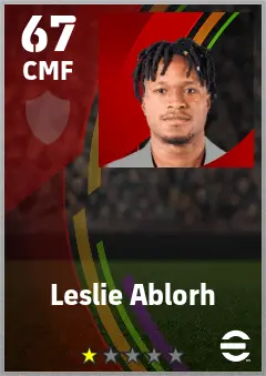 Leslie Ablorh eFootball 2026 player card — 67 OVR CMF