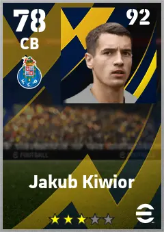 Jakub Kiwior eFootball 2026 player card — 78 OVR CB