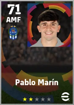 Pablo Marin eFootball 2026 player card — 71 OVR AMF