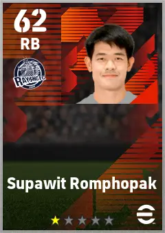 Supawit Romphopak eFootball 2026 player card — 62 OVR RB