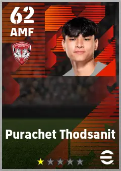 Purachet Thodsanit eFootball 2026 player card — 62 OVR AMF
